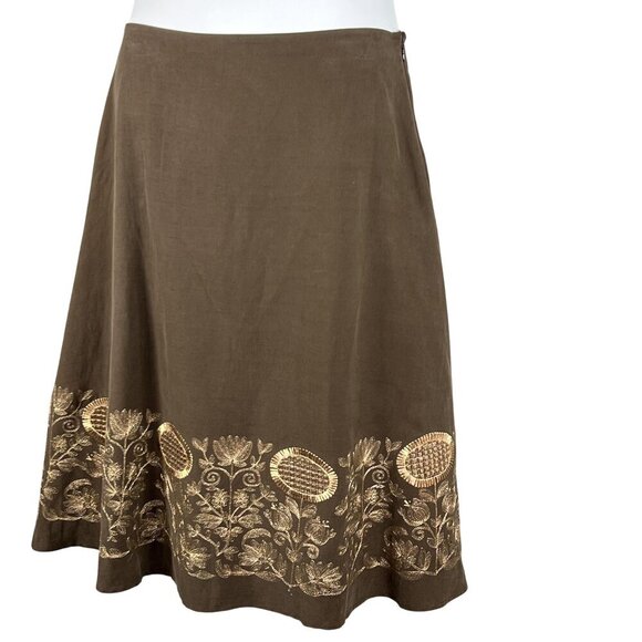 Peck & Peck Women 8 Silk Linen High Rise Midi Skirt Embroidered Capsule Wardrobe - Picture 3 of 13